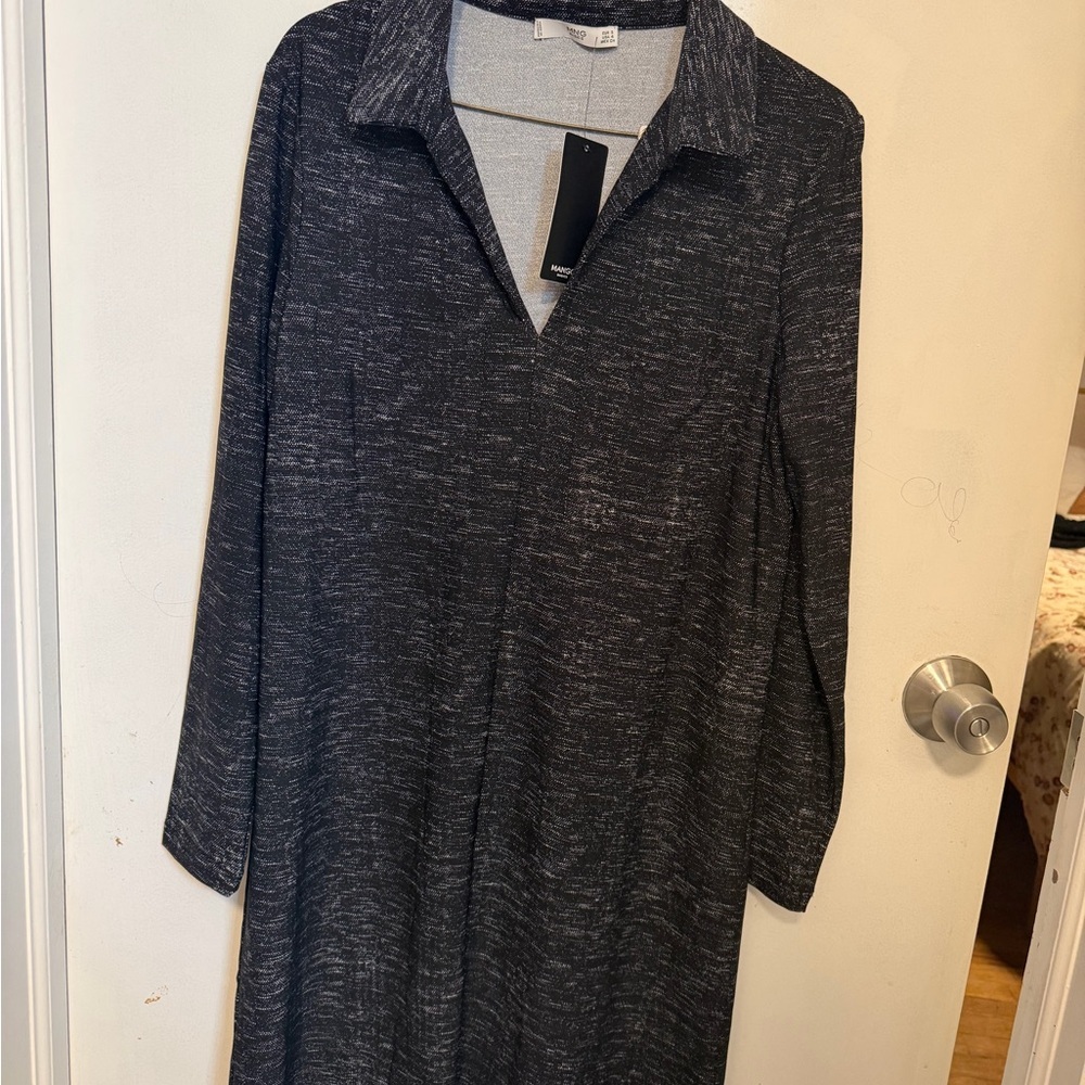 Mango Charcoal Long Sleeve Dress